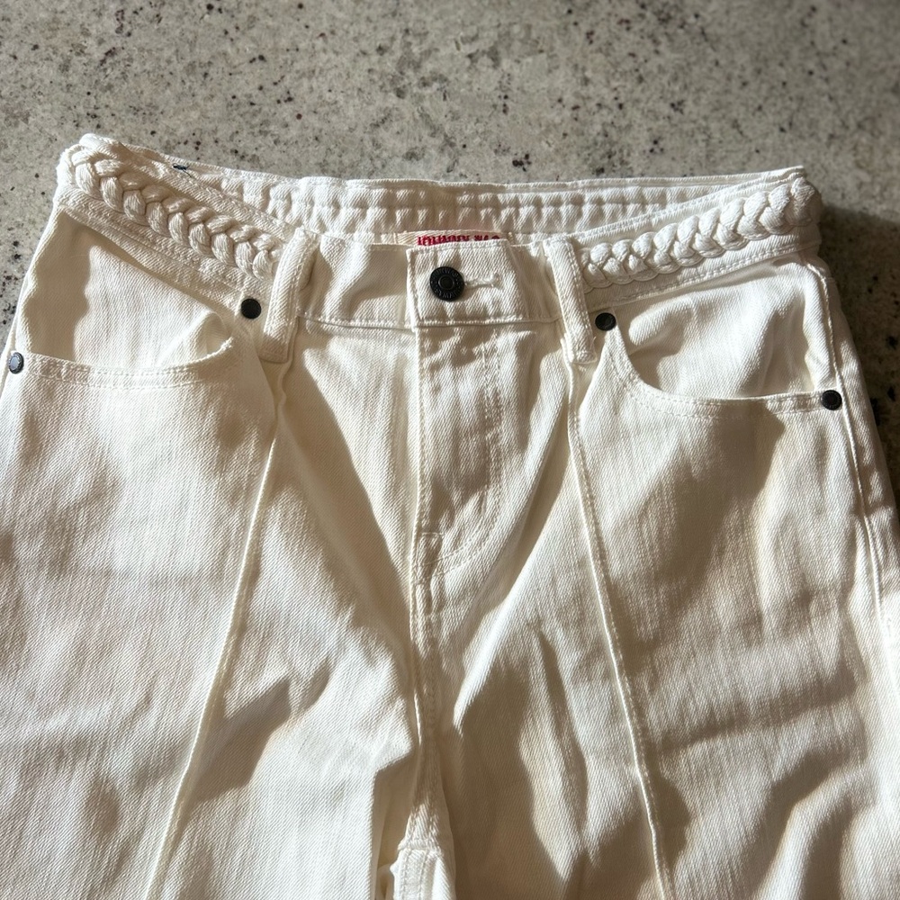 Johnny Was White High Rise Braided Wide Leg Jeans - Picture 4 of 13